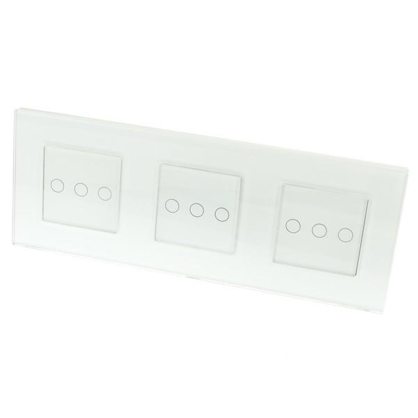 I LumoS Luxury White Glass Frame & White Insert LED Remote Dimmer Touch Light Switches