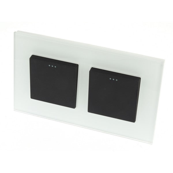 I LumoS Luxury Screwless White Glass Frame & Black Insert Rocker Light Switches