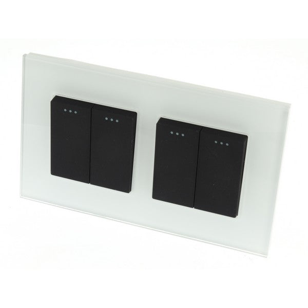 I LumoS Luxury Screwless White Glass Frame & Black Insert Rocker Light Switches