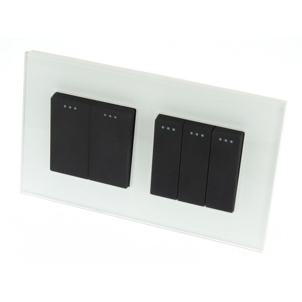 I LumoS Luxury Screwless White Glass Frame & Black Insert Rocker Light Switches
