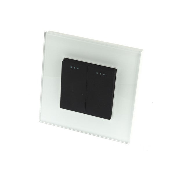 I LumoS Luxury Screwless White Glass Frame & Black Insert Rocker Light Switches
