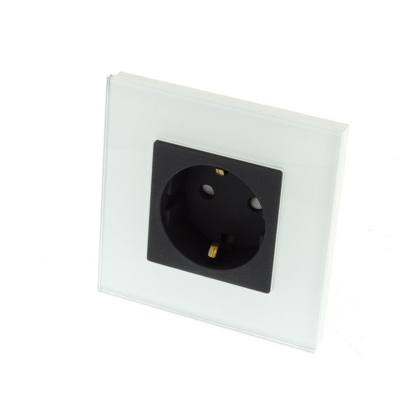 I LumoS Luxury White Glass Frame Schuko 16A European German Single Socket