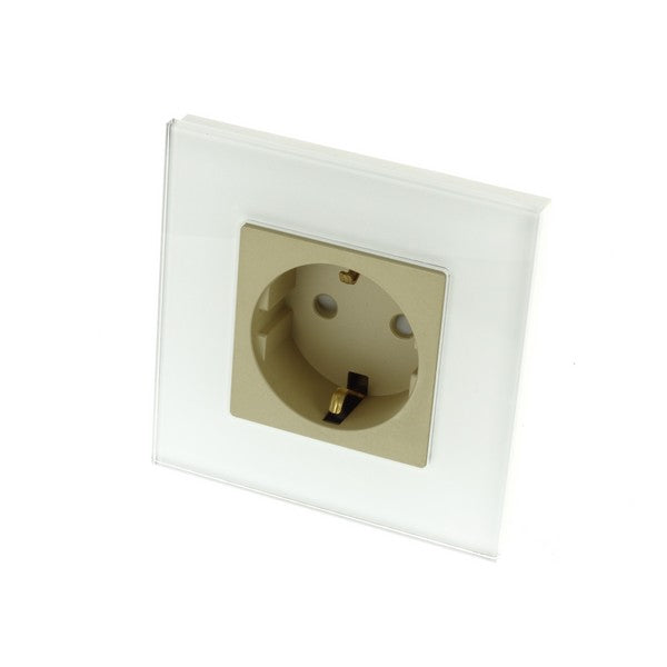 I LumoS Luxury White Glass Frame Schuko 16A European German Single Socket