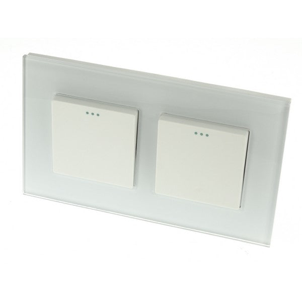 I LumoS Luxury Screwless White Glass Frame & White Insert Rocker Light Switches