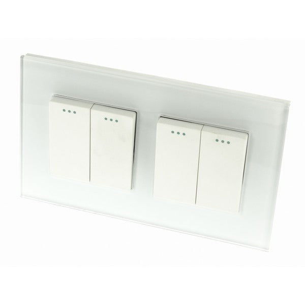 I LumoS Luxury Screwless White Glass Frame & White Insert Rocker Light Switches