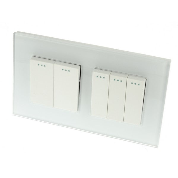 I LumoS Luxury Screwless White Glass Frame & White Insert Rocker Light Switches