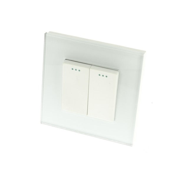 I LumoS Luxury Screwless White Glass Frame & White Insert Rocker Light Switches