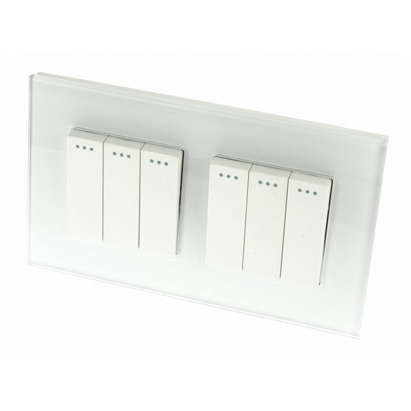 I LumoS Luxury Screwless White Glass Frame & White Insert Rocker Light Switches