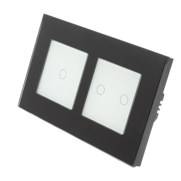 I LumoS Luxury Black Glass Frame & White Insert LED Remote Dimmer Touch Light Switches