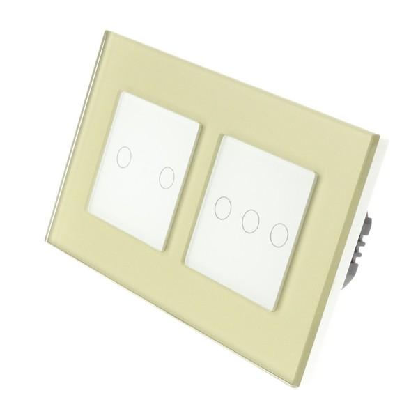 I LumoS Luxury Gold Glass Frame & White Insert LED Remote Dimmer Touch Light Switches