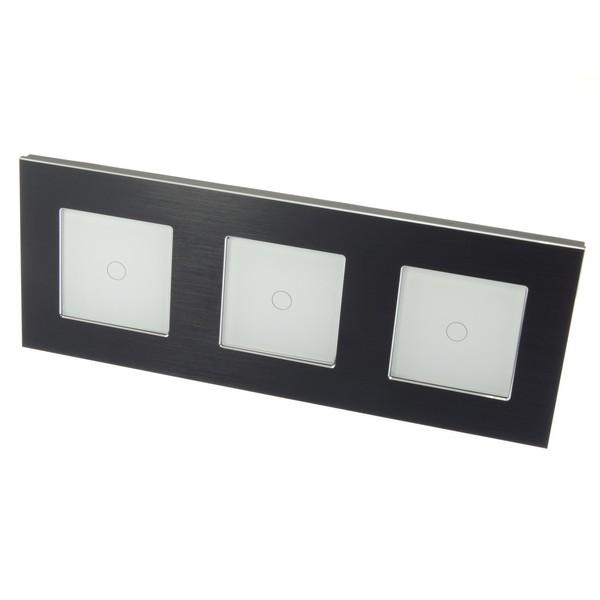 I LumoS Luxury Black Brushed Aluminium Frame & White Insert LED Remote Dimmer Touch Light Switches