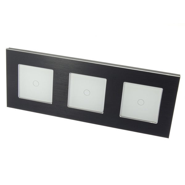 I LumoS Luxury Black Brushed Aluminium Frame & White Insert LED On/Off Touch Light Switches