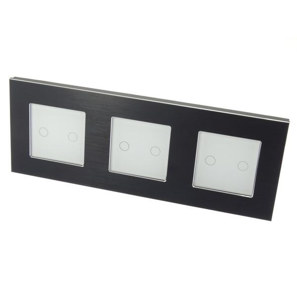 I LumoS Luxury Black Brushed Aluminium Frame & White Insert LED Remote Dimmer Touch Light Switches