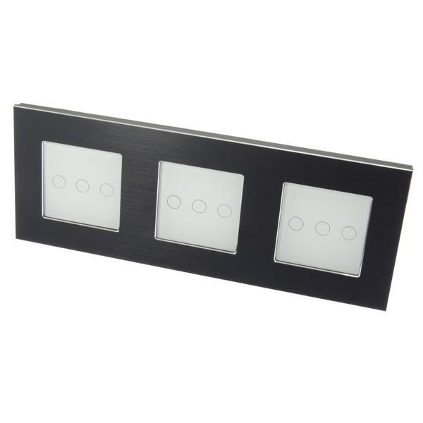I LumoS Luxury Black Brushed Aluminium Frame & White Insert LED Remote Dimmer Touch Light Switches
