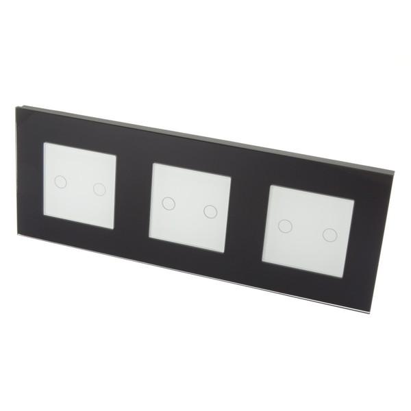 I LumoS Luxury Black Glass Frame & White Insert LED Remote Dimmer Touch Light Switches