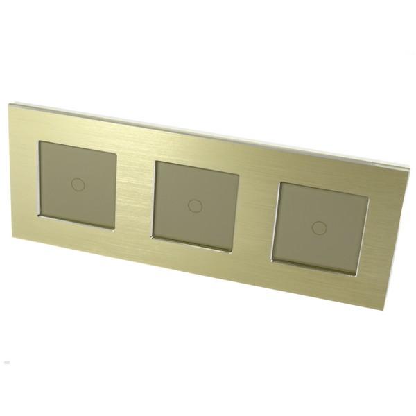 I LumoS Luxury Gold Brushed Aluminium Frame & Gold Insert LED Remote Dimmer Touch Light Switches
