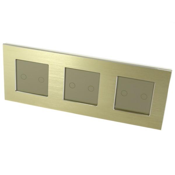 I LumoS Luxury Gold Brushed Aluminium Frame & Gold Insert LED Remote Dimmer Touch Light Switches