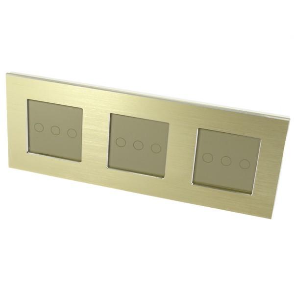 I LumoS Luxury Gold Brushed Aluminium Frame & Gold Insert LED Remote Dimmer Touch Light Switches