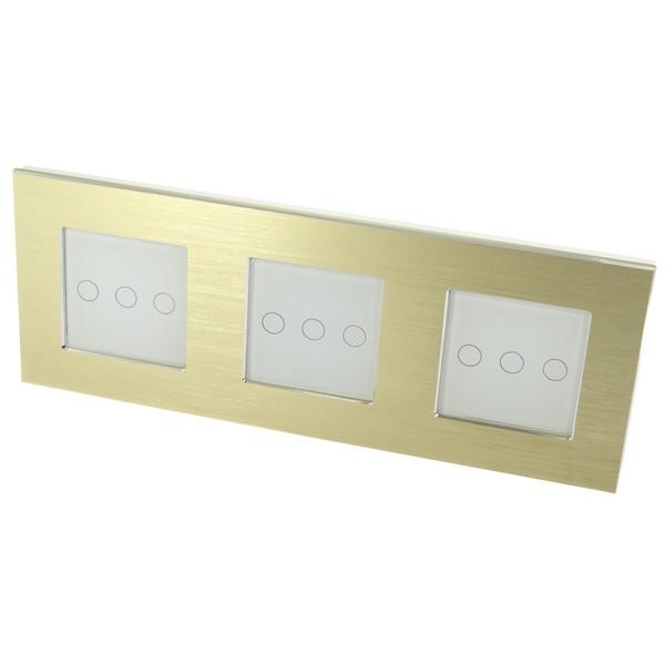 I LumoS Luxury Gold Brushed Aluminium Frame & White Insert LED Remote Dimmer Touch Light Switches