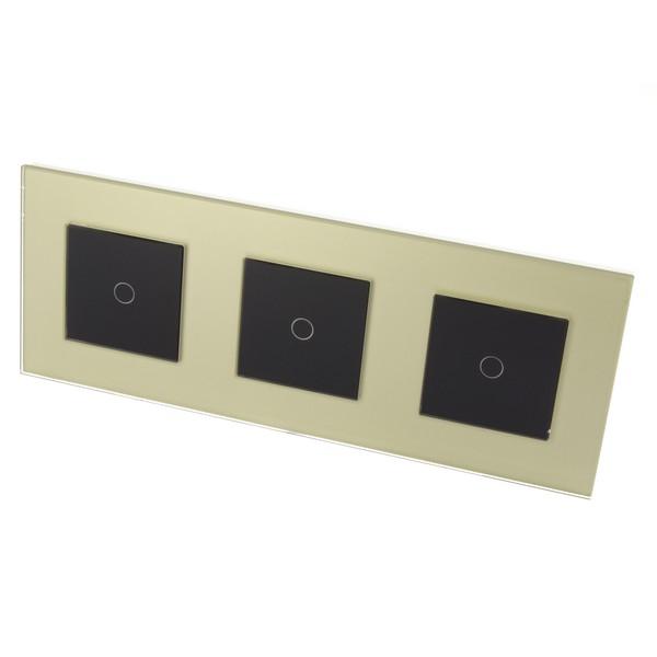 I LumoS Luxury Gold Glass Frame & Black Insert LED Remote Dimmer Touch Light Switches