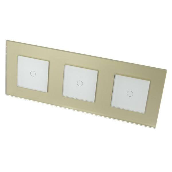 I LumoS Luxury Gold Glass Frame & White Insert LED Remote Dimmer Touch Light Switches