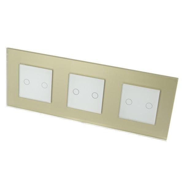 I LumoS Luxury Gold Glass Frame & White Insert LED Remote Dimmer Touch Light Switches
