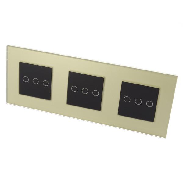 I LumoS Luxury Gold Glass Frame & Black Insert LED Remote Dimmer Touch Light Switches