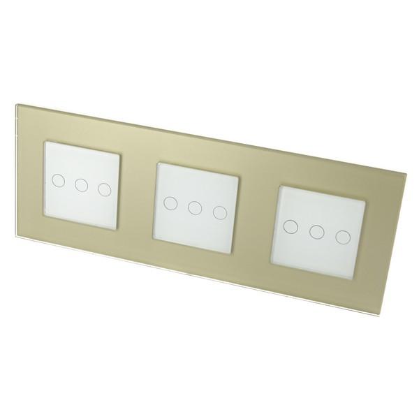 I LumoS Luxury Gold Glass Frame & White Insert LED Remote Dimmer Touch Light Switches