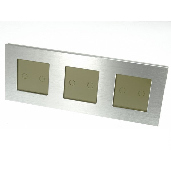 I LumoS Luxury Silver Brushed Aluminium Frame & Gold Insert LED On/Off Touch Light Switches