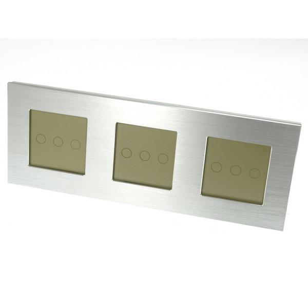 I LumoS X-PRO Silver Brushed Aluminium Frame & Gold Insert LED Smart Wi-Fi On/Off Touch Light Switches