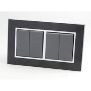Double Black Mirror Glass Frame with Grey 4 Gang Rocker Light Switches